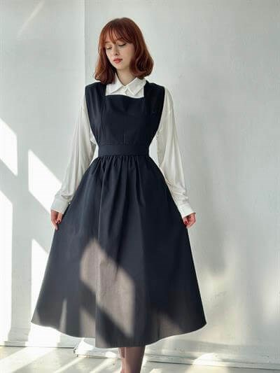 Retrobird Mandy Long Midi Length Vest Black Dress