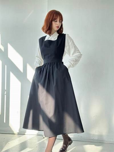 Retrobird Mandy Long Midi Length Vest Black Dress