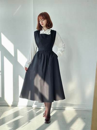 Retrobird Mandy Long Midi Length Vest Black Dress