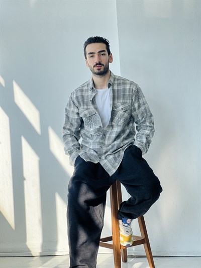 Retrobird Akrilik İplik Karışık Renkli Geniş Kalıp Kalın Kışlık Çift Cepli Oduncu Erkek Gömlek