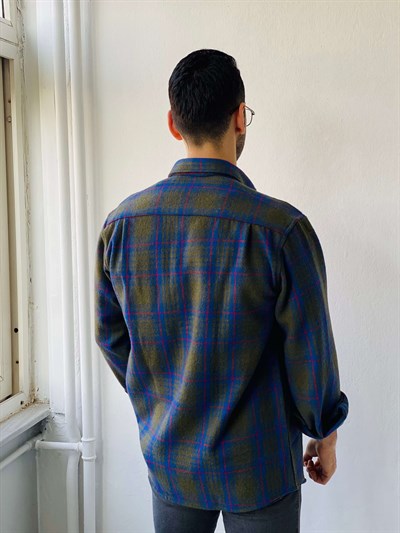 Retrobird Akrilik İplik Renkli Geniş Kalıp Kalın Kışlık Oduncu Basic Erkek Gömlek