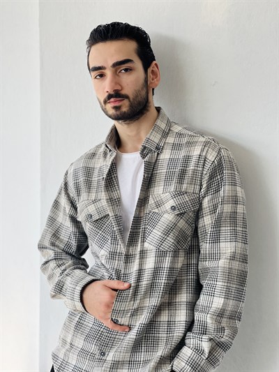 Retrobird Akrilik İplik Karışık Renkli Geniş Kalıp Kalın Kışlık Çift Cepli Oduncu Erkek Gömlek