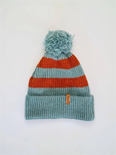 Retrobird Ponponlu Çizgi Desenli Unisex Çok Renkli Pamuk Akrilik İplikten Bere