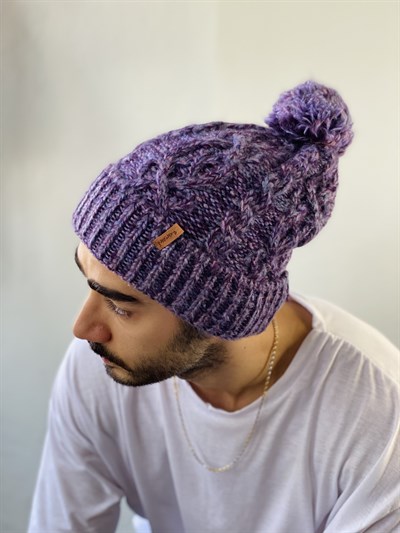 Retrobird Ponponlu Unisex Mor Renkli Akrilik İplikten Bere