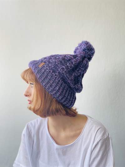 Retrobird Ponponlu Unisex Mor Renkli Akrilik İplikten Bere