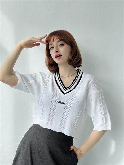 Retrobird Retro Embroidered Thin Knit Spring Top