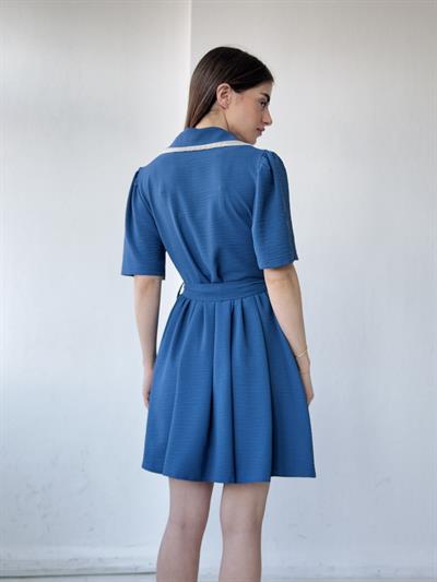 Retrobird 1950s Design Lace Betty Dark Blue Short Dress