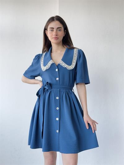 Retrobird 1950s Design Lace Betty Dark Blue Short Dress