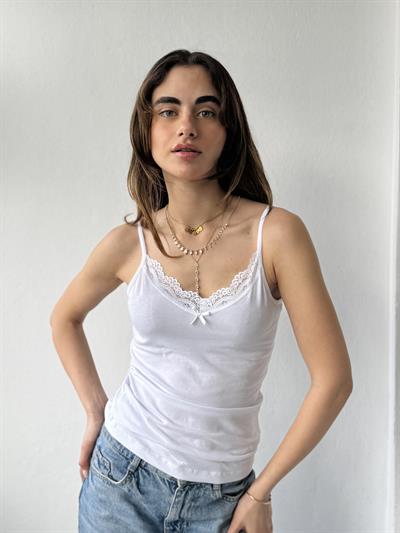 Retrobird 2-Pack White Tank Tops with Lace Detail