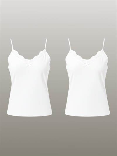 Retrobird 2-Pack White Tank Tops with Lace Detail