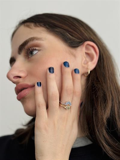 Retrobird 2-Piece Zircon Colored Brass Ring Set