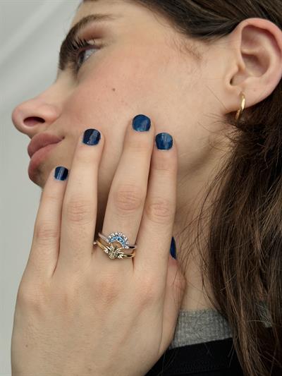 Retrobird 2-Piece Zircon Colored Brass Ring Set