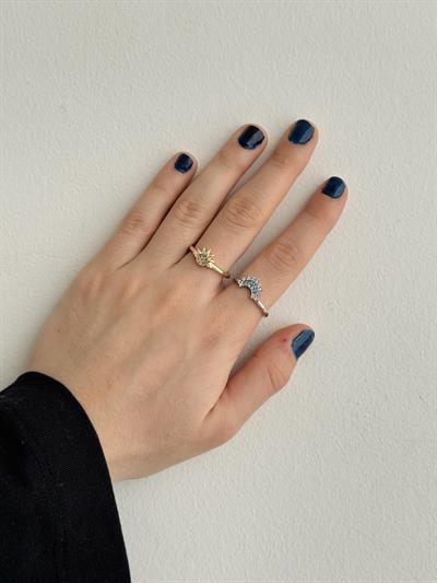 Retrobird 2-Piece Zircon Colored Brass Ring Set