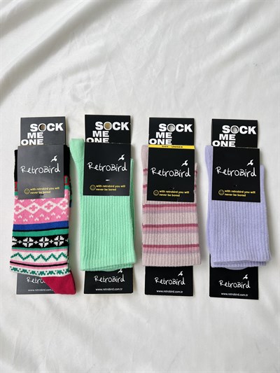 Retrobird 4-Pack Cotton Mixed Pattern Unisex Socks