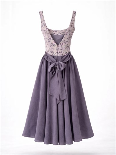 Retrobird 50s Belle Corset Eflatun Midi Elbise