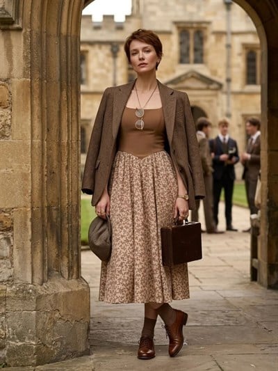 Retrobird 50s Belle Corset Karamel Midi Elbise