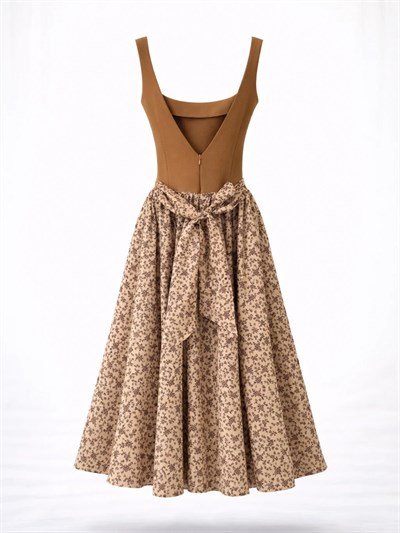 Retrobird 50s Belle Corset Karamel Midi Elbise