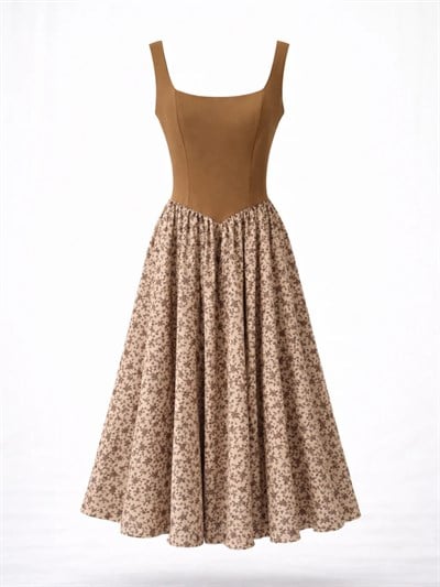 Retrobird 50s Belle Corset Karamel Midi Elbise