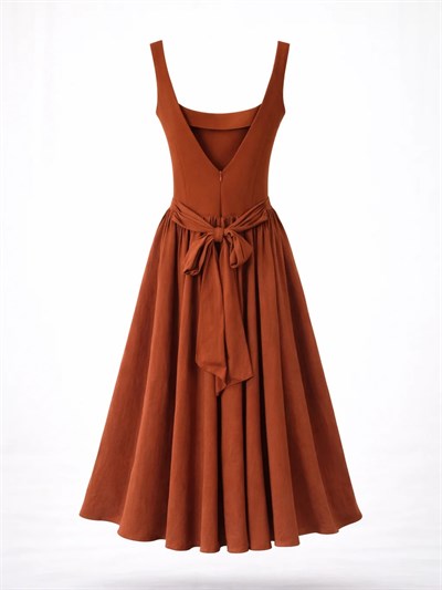 Retrobird 50s Belle Corset Kiremit Midi Elbise