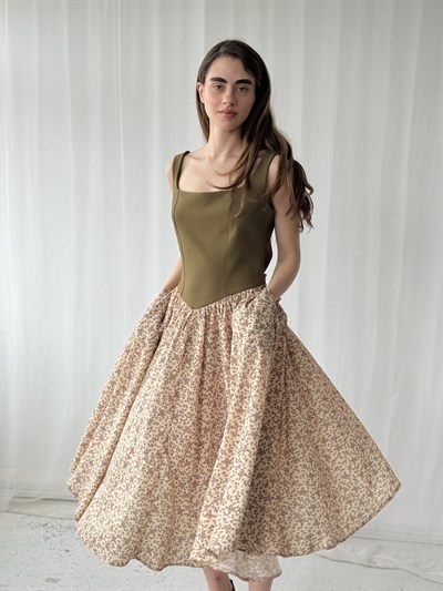 Retrobird 50s Belle Corset Cream Midi Dress