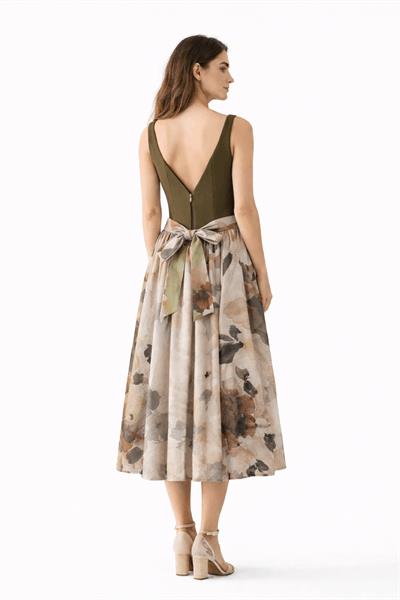 Retrobird 50s Belle Corset Beige Midi Dress