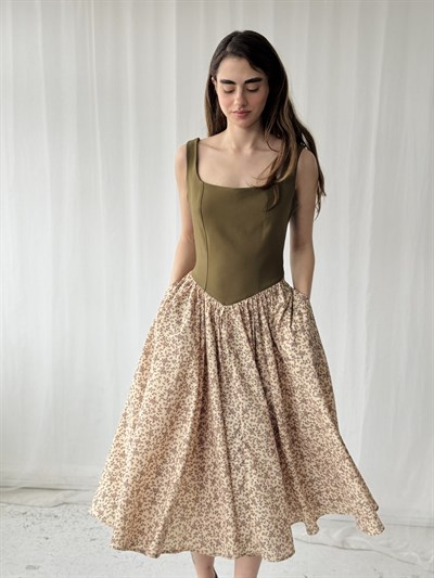 Retrobird 50s Belle Corset Cream Midi Dress