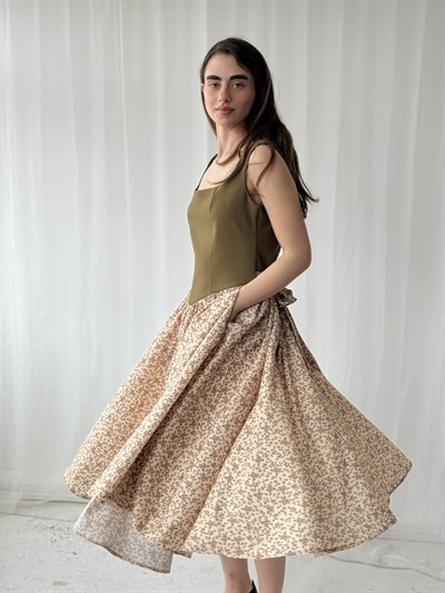 Retrobird 50s Belle Corset Cream Midi Dress