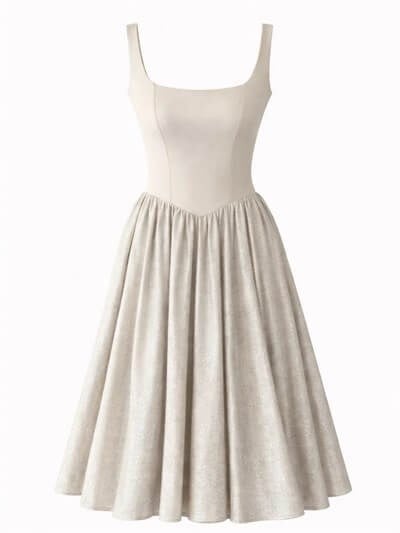 Retrobird 50s Belle Corset Glittery Cream Midi Dress