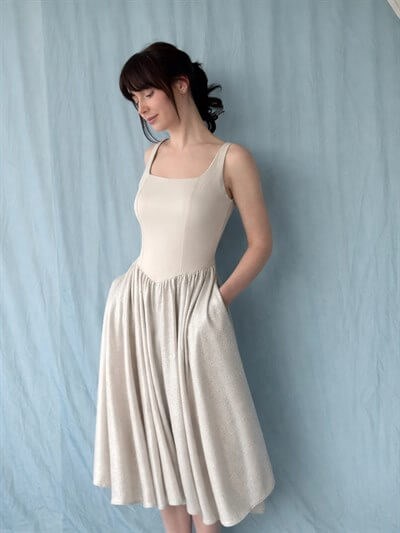 Retrobird 50s Belle Corset Glittery Cream Midi Dress