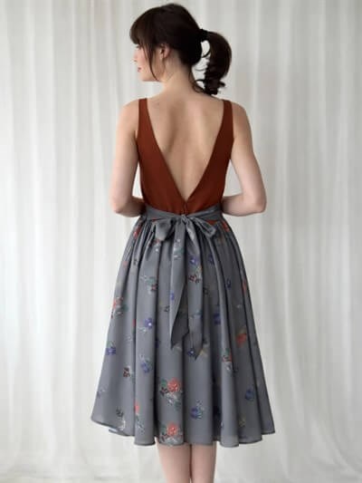 Retrobird 50s Belle Corset Brick Midi Dress