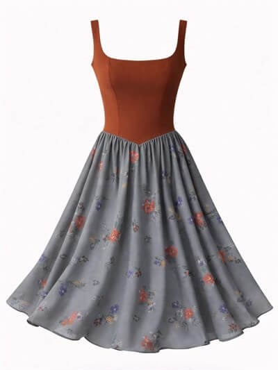 Retrobird 50s Belle Corset Brick Midi Dress