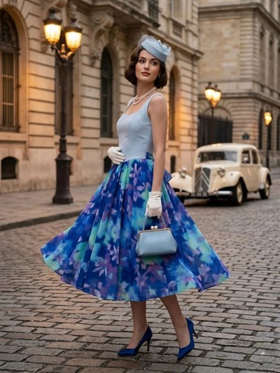 Retrobird 50s Belle Corset Turkuaz Midi Elbise