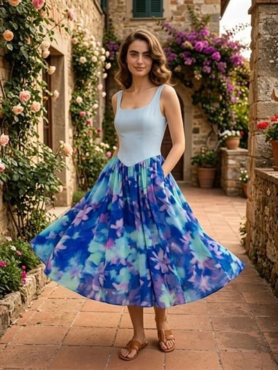 Retrobird 50s Belle Corset Turkuaz Midi Elbise