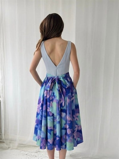 Retrobird 50s Belle Corset Turkuaz Midi Elbise