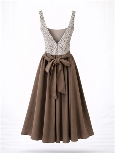 Retrobird 50s Belle Corset Vizon Midi Elbise