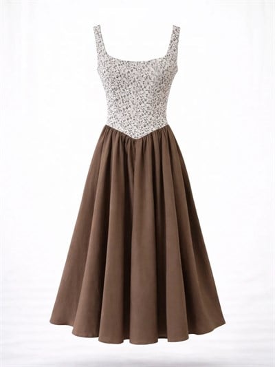 Retrobird 50s Belle Corset Vizon Midi Elbise