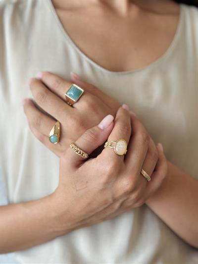 Retrobird 5-Piece Gold Color Ring Set