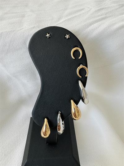 Retrobird 8-Piece Multicolored Brass Earring Set