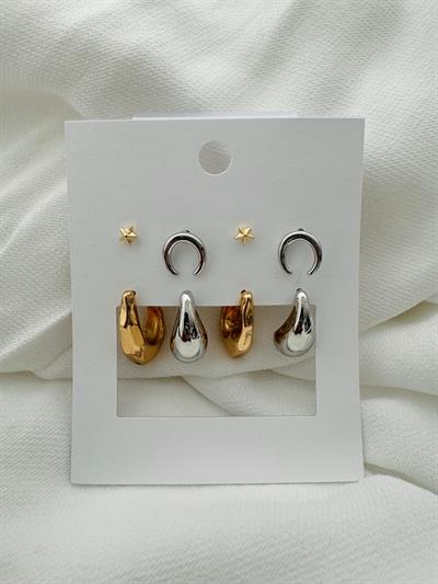 Retrobird 8-Piece Mixed Color Brass Earring Set