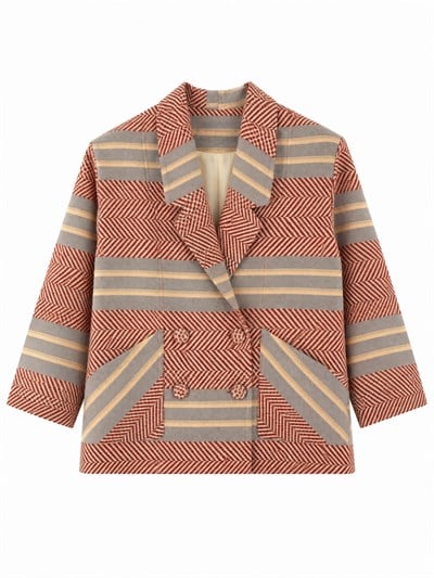 Retrobird 90'lar Retro Model Açık Kiremit Oversize Tasarım Ekose Ceket