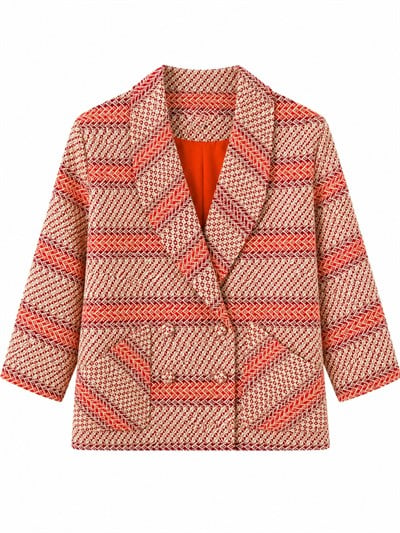 Retrobird 90'lar Retro Model Mercan Oversize Tasarım Ekose Ceket