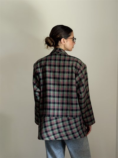Retrobird 90lar Retro Model Oversize Tasarım Ekose Ceket