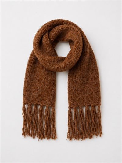 Retrobird Light Brown Large Soft Knitted Scarf
