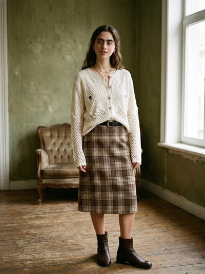 Retrobird Açık Kum Nakış İşlemeli Romantik Hırka