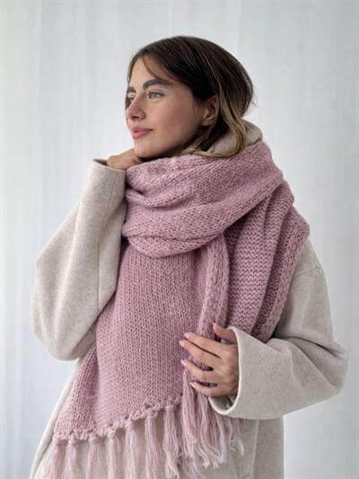 Retrobird Açık Lila Büyük Boy Soft Örgü Atkı