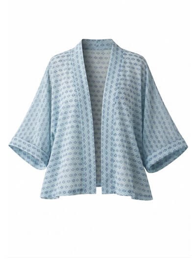 Retrobird Light Blue Design Boho Mini Kimono