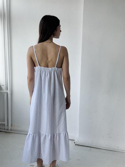 Retrobird Adel White Strappy Embroidered Dress