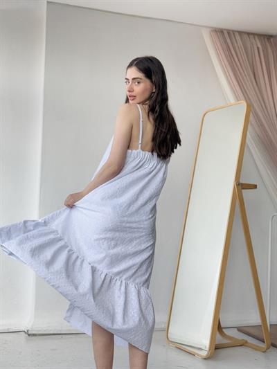 Retrobird Adel White Strappy Embroidered Dress