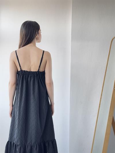 Retrobird Adel Strappy Embroidered Black Dress