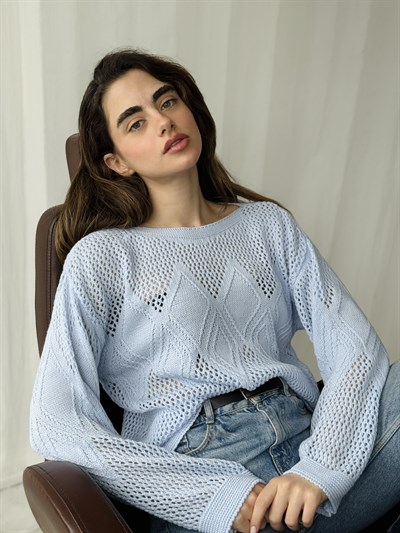 Retrobird Blue Openwork Perforated Spring Knit